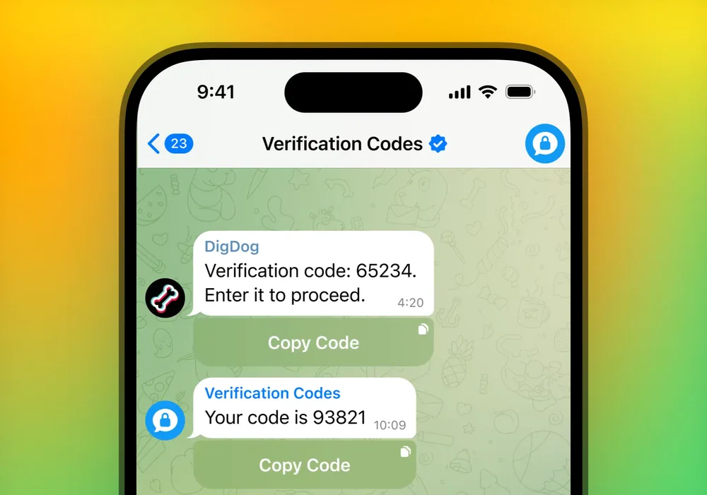 Ilustrasi kode keamanan Telegram di layar aplikasi