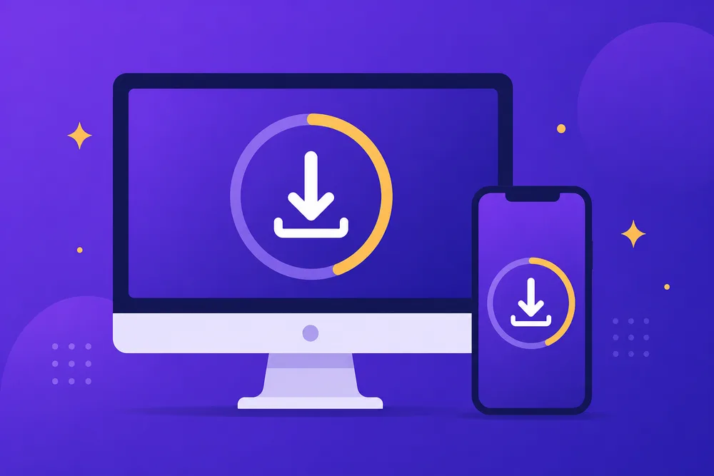 Ilustrasi lima platform Telegram: Windows, Web, macOS, iOS, dan Android